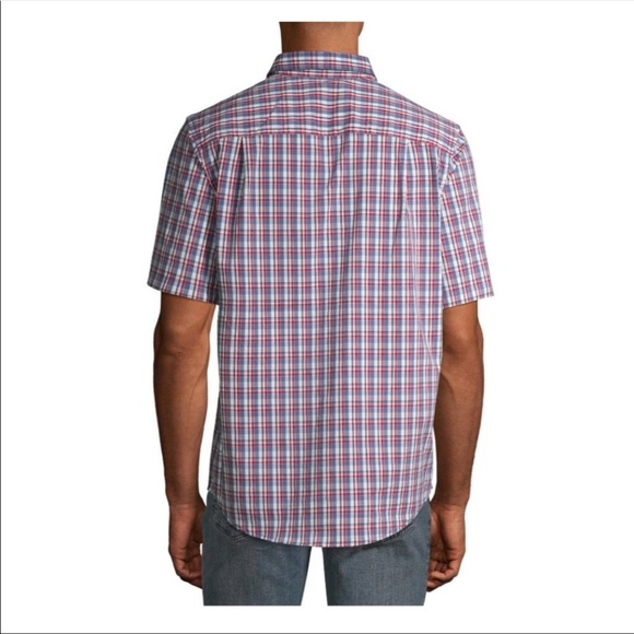 🆕George Men’s Plaid Poplin Short Sleeve Shirt - Picture 4 of 6